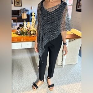 Black and silver sparkle see-through shawl.